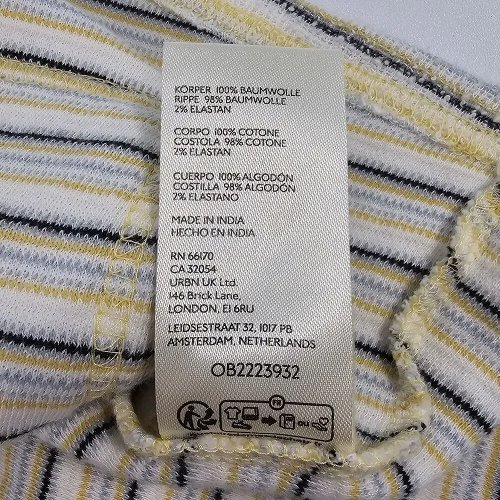 Free People Tropic Stripe Cotton Tie Front  Top M Cottagecore Boho Oversized